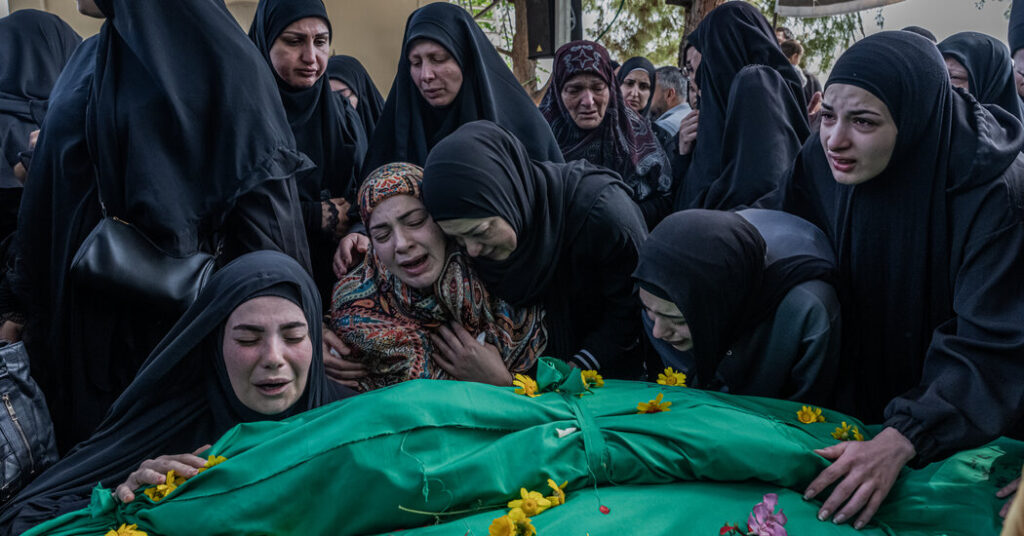 Lebanese Mourn Eight Members of One Family Killed in Israeli Strike 10int lebanon funeral 01 jwvp facebookjumbo.jpg