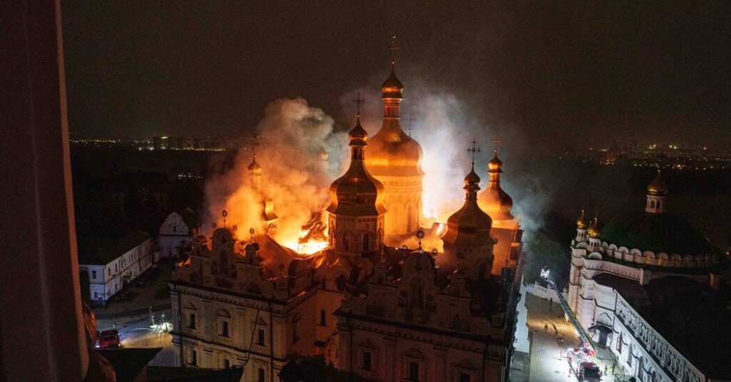 After Russia Attacks Kyiv With Missiles and Drones, Historic Orthodox Cathedral Burns 15int ukraine attack kzmg facebookjumbo.jpg